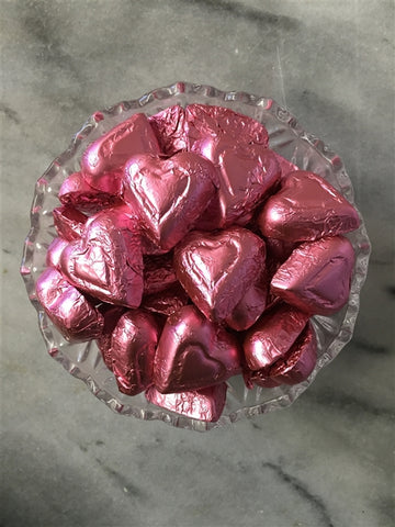 Milk Chocolate Pink Foil Hearts